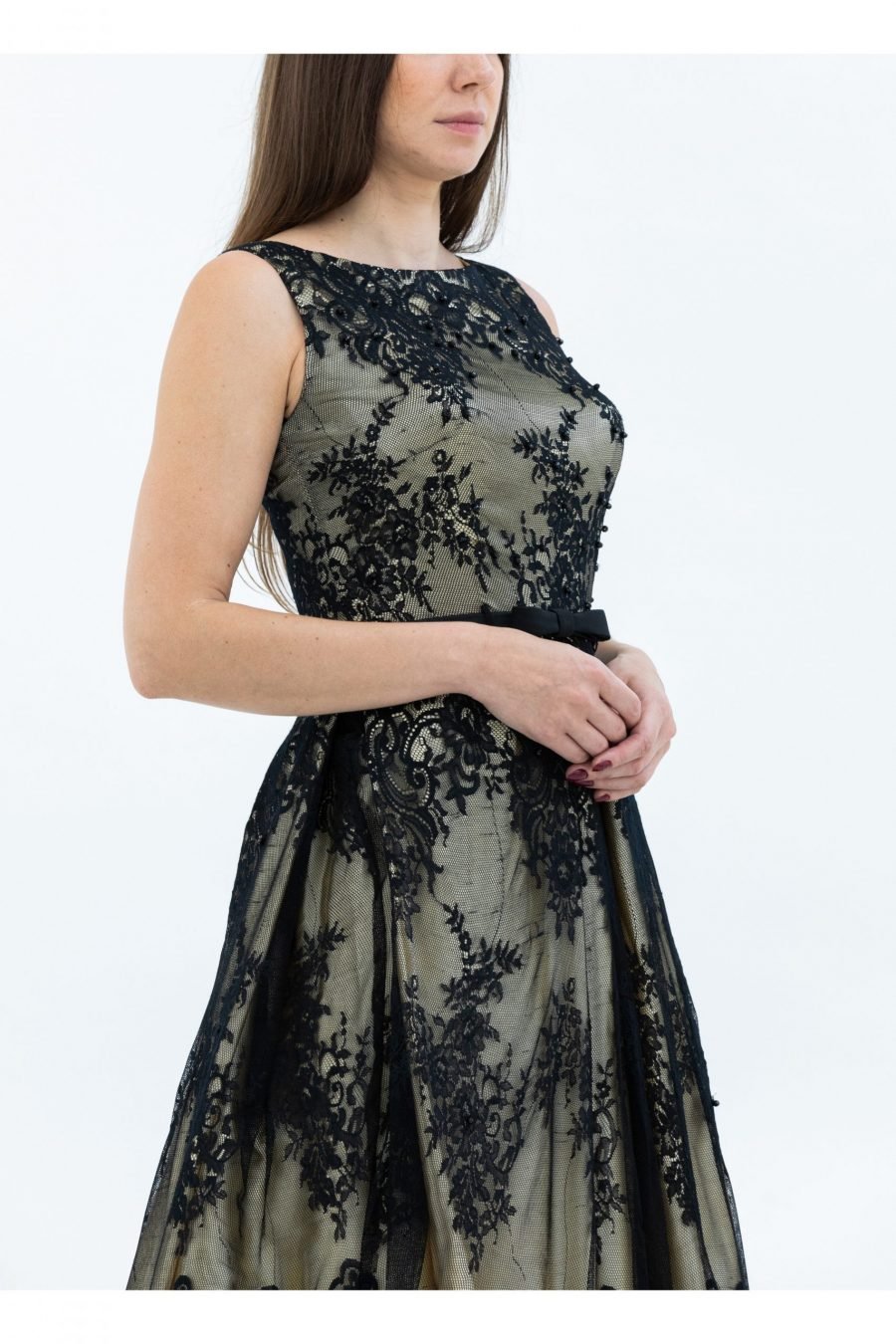 Boat Neck A-line Gown Dress - Image 3
