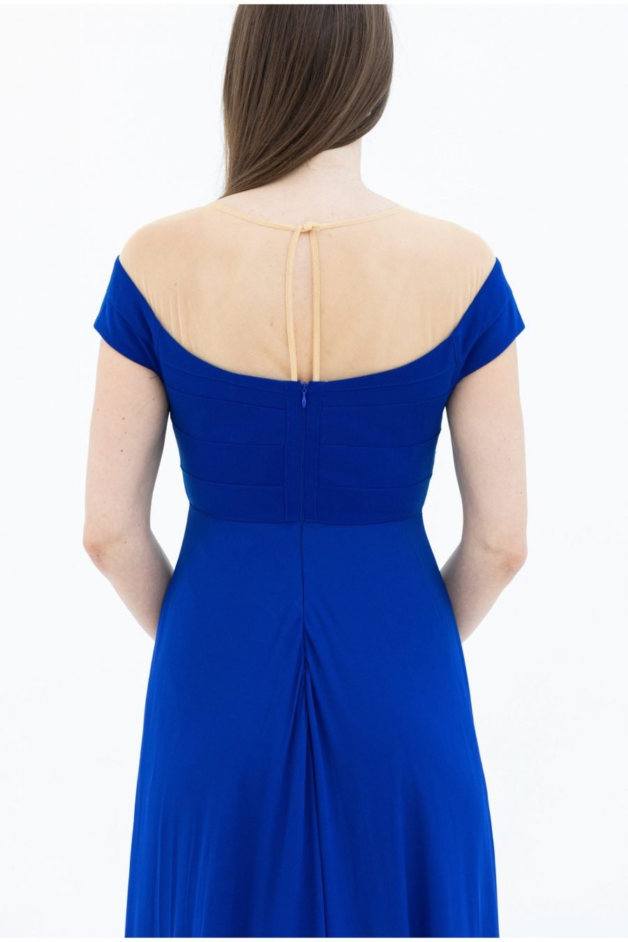 Crepe Fabric Off-Shoulder Neck Column Evening Dress - Image 4