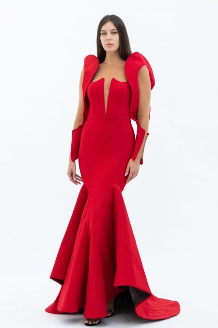 Plunging Cat Fish Evening Dress