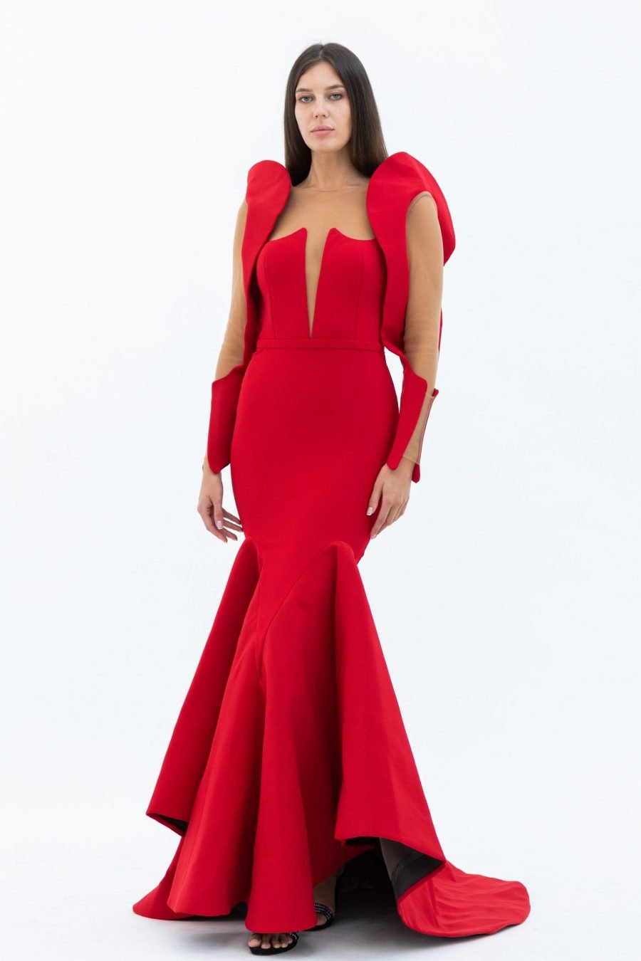 Plunging Cat Fish Evening Dress