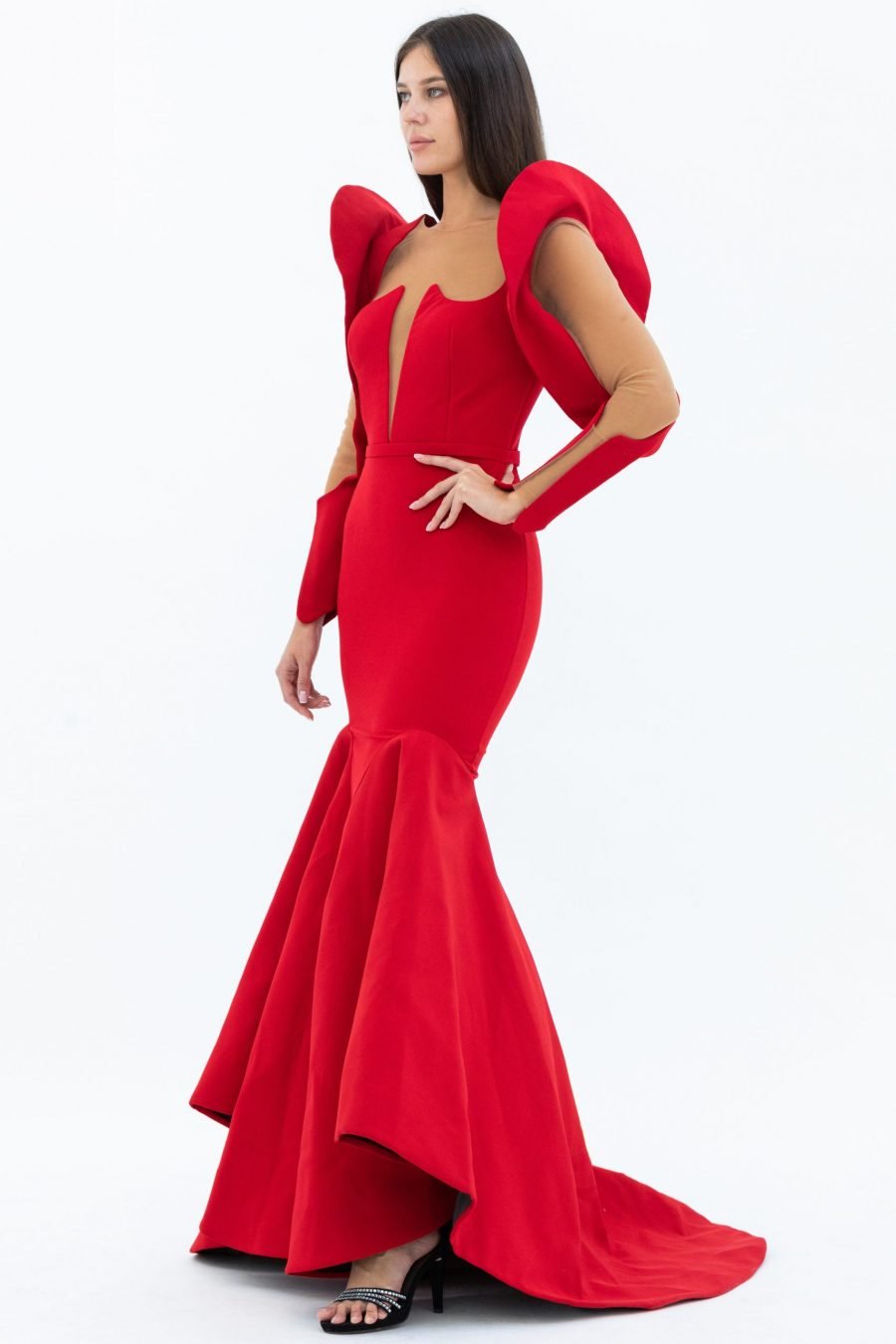 Plunging Cat Fish Evening Dress - Image 2