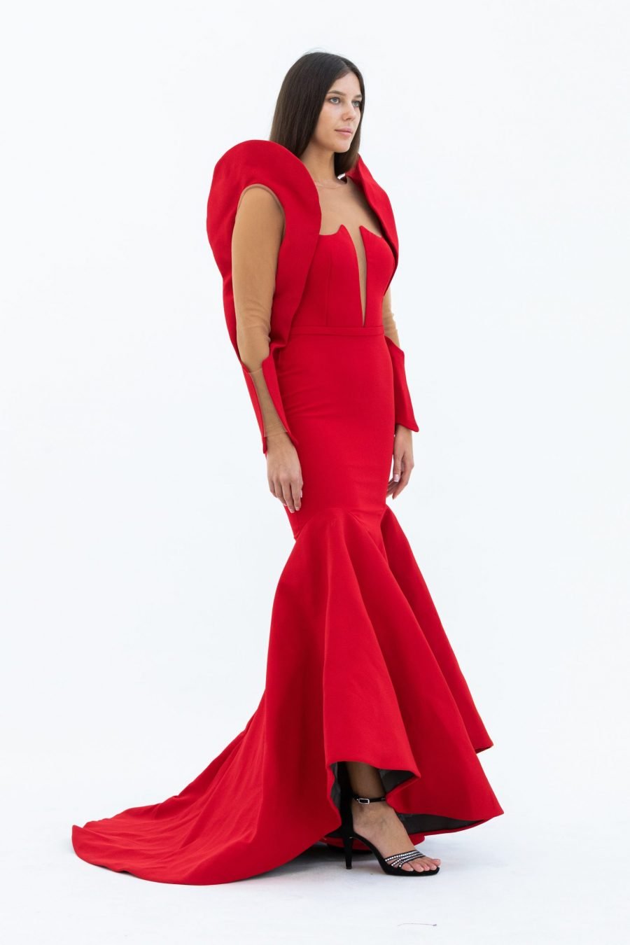 Plunging Cat Fish Evening Dress - Image 3