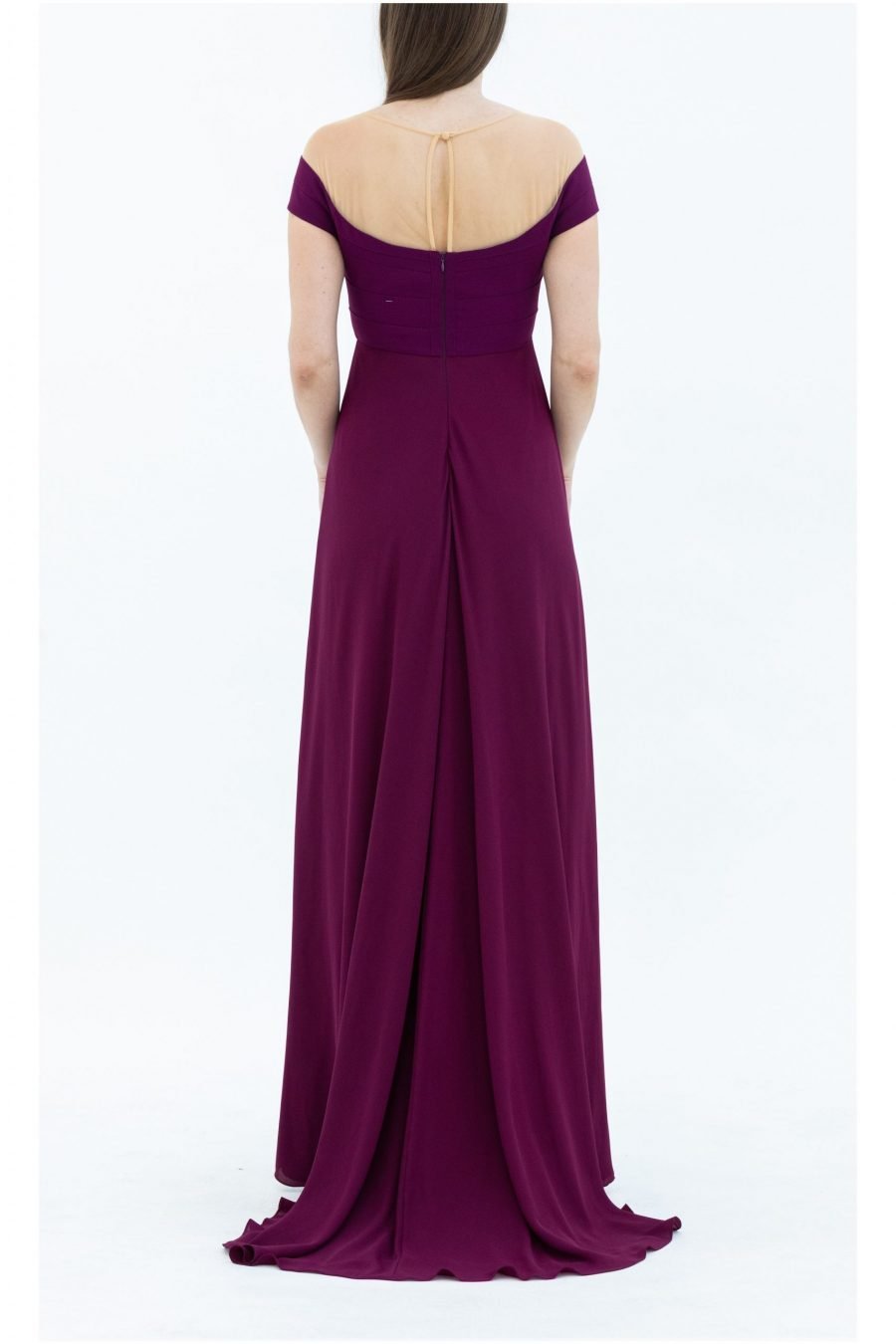 Crepe Fabric Off-Shoulder Neck Column Evening Dress - Image 8