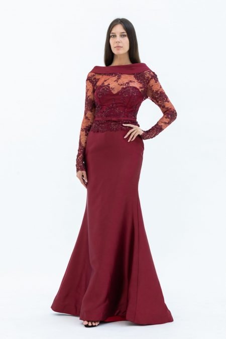 Illusion Slip Dress Evening Dress
