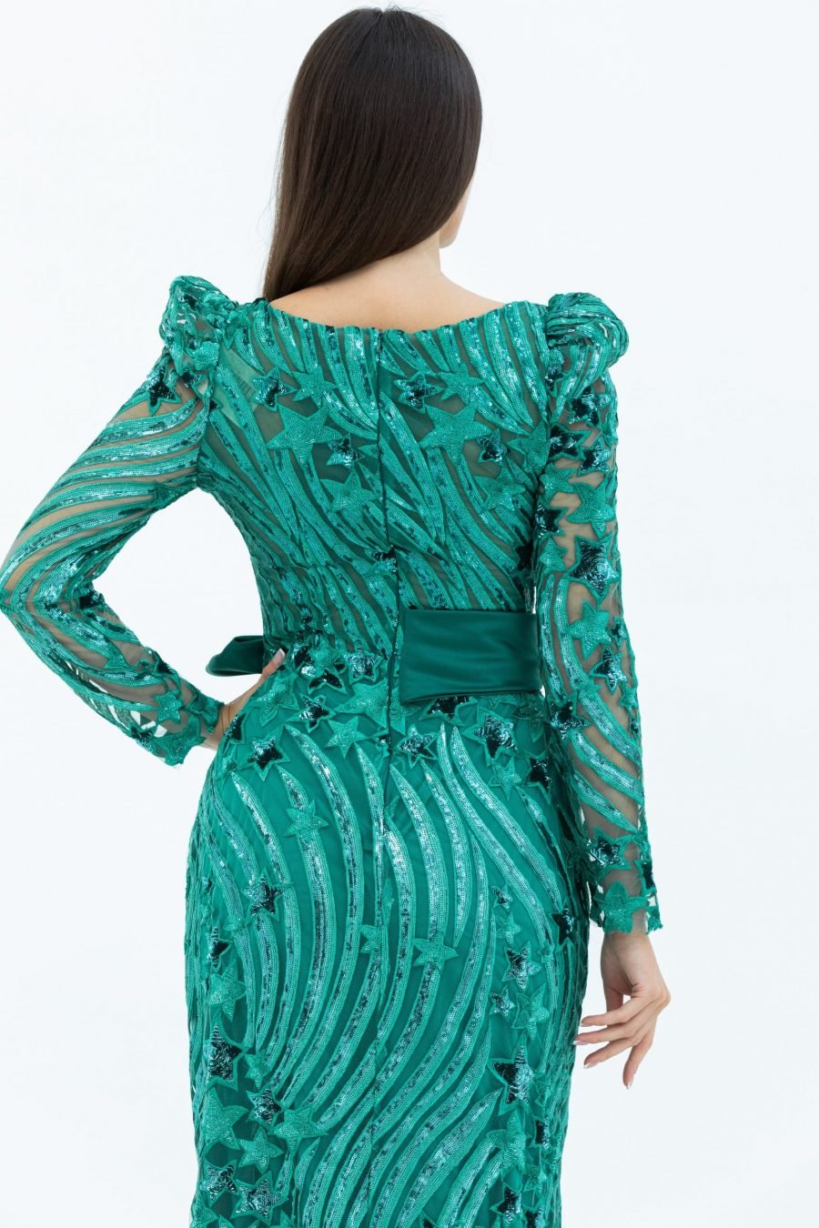 Boat Neck Column Evening Dress - Image 4