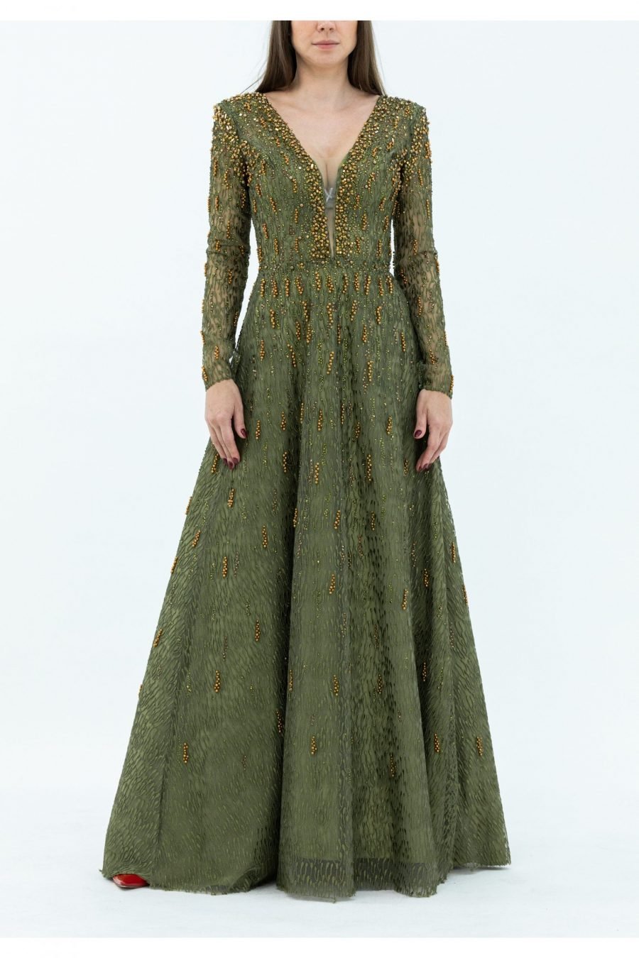 Plunging Princess Evening Dress
