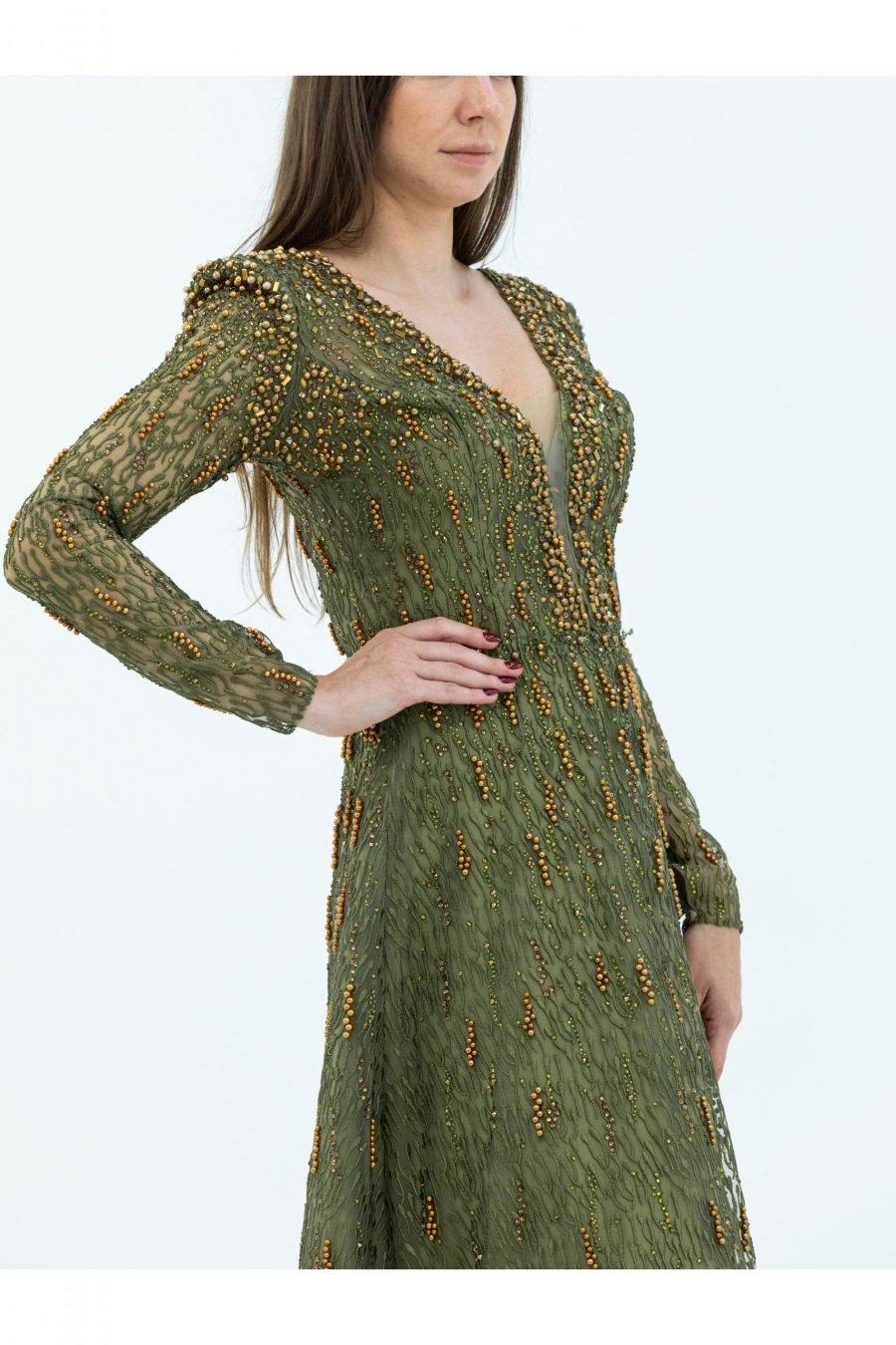 Plunging Princess Evening Dress - Image 4