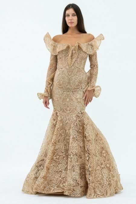 Off-Shoulder Cat Fish Evening Dress