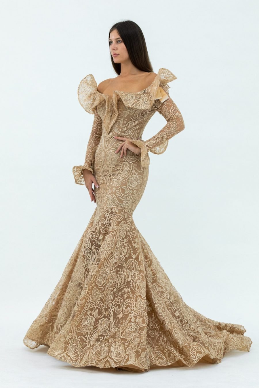 Off-Shoulder Cat Fish Evening Dress - Image 2