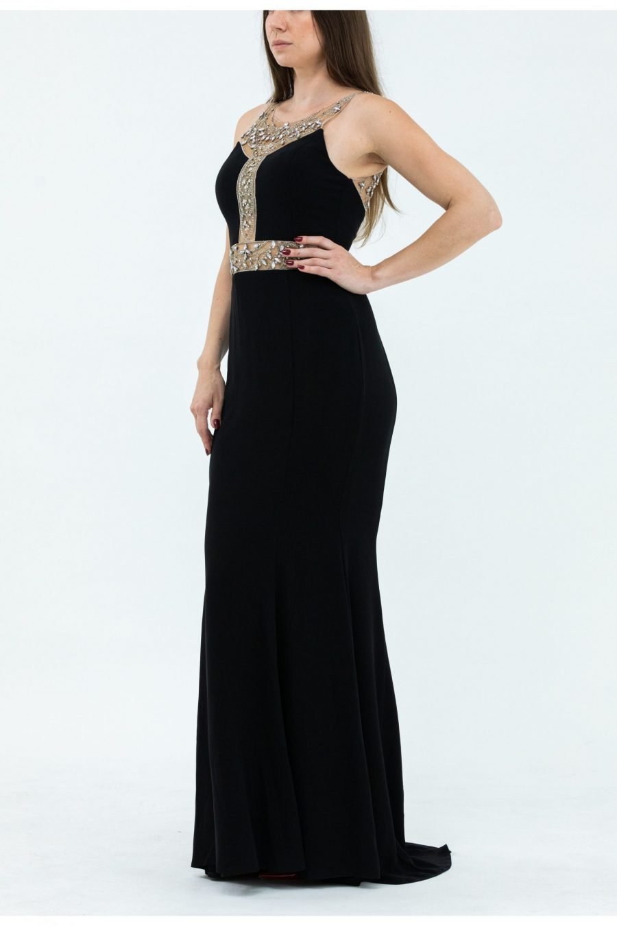 Boat Neck Slip Dress  Evening Dress - Image 3