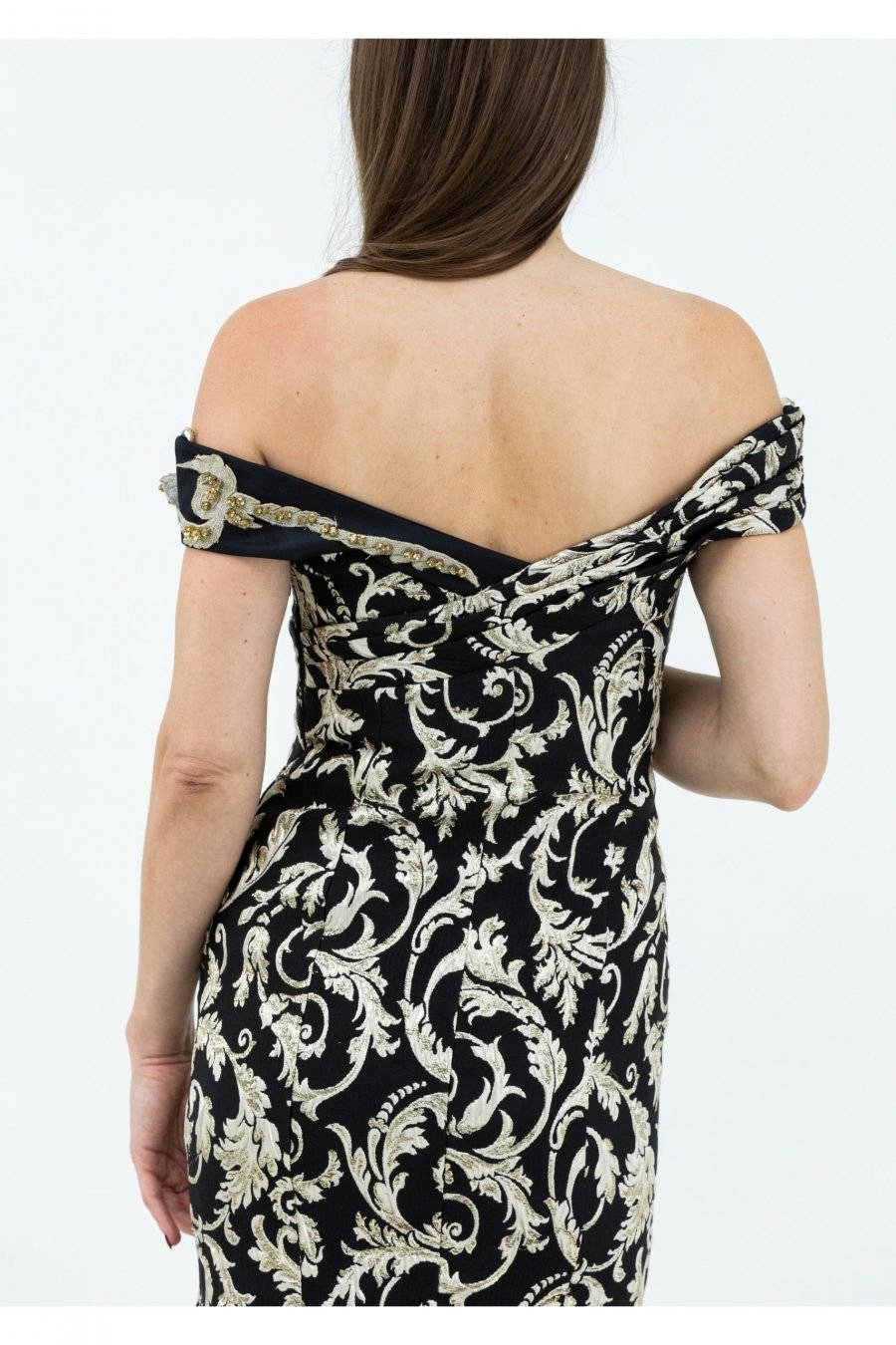 Flowers Shape Taffeta Plain Fabric Off-Shoulder Mermaid Evening Dress - Image 4