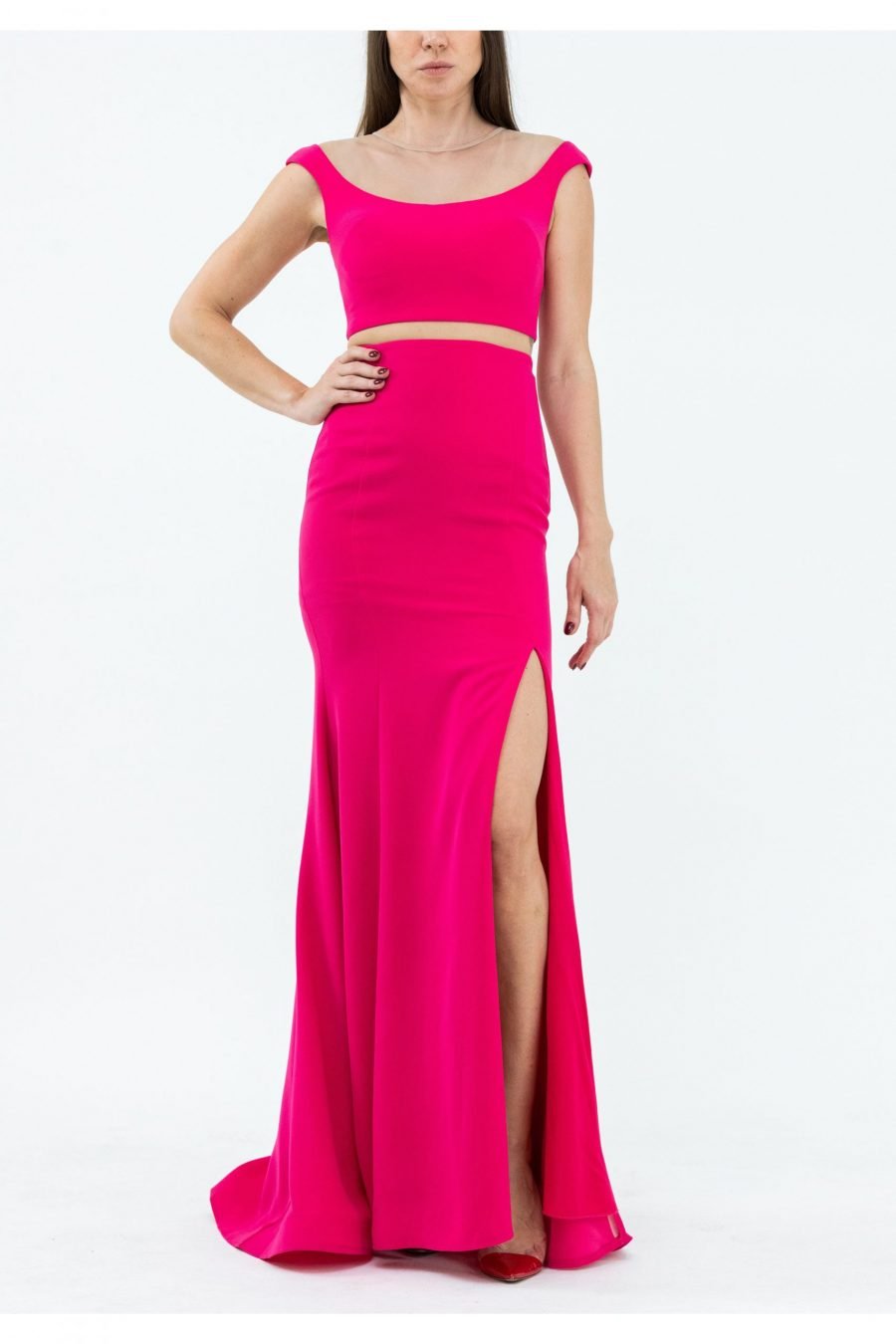 Scoop High Knee Evening Dress