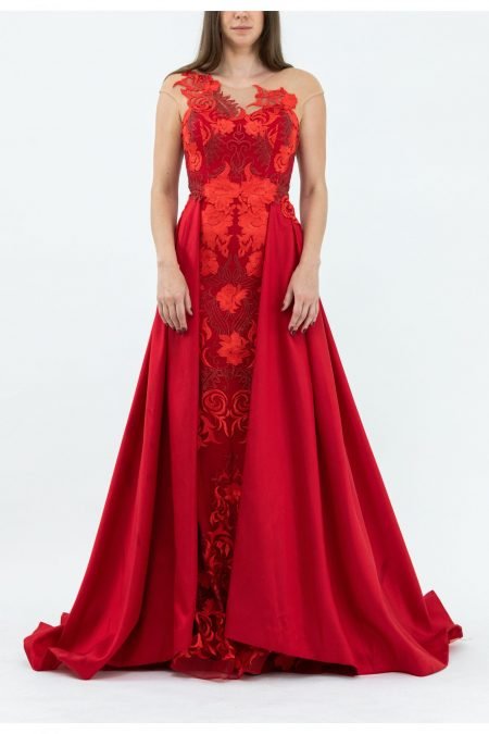 Red Boat Neck Mermaid Soft and Comfortable Evening Dress