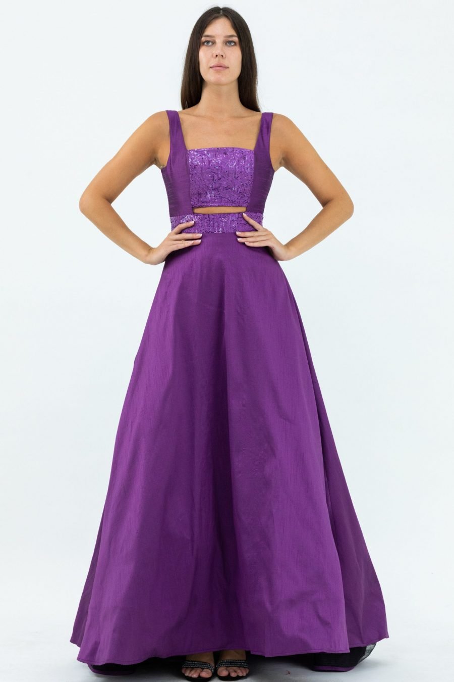 Square A-Line Evening Dress