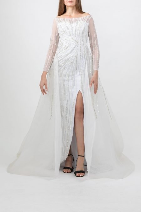 Boat neck High Knee Evening Dress