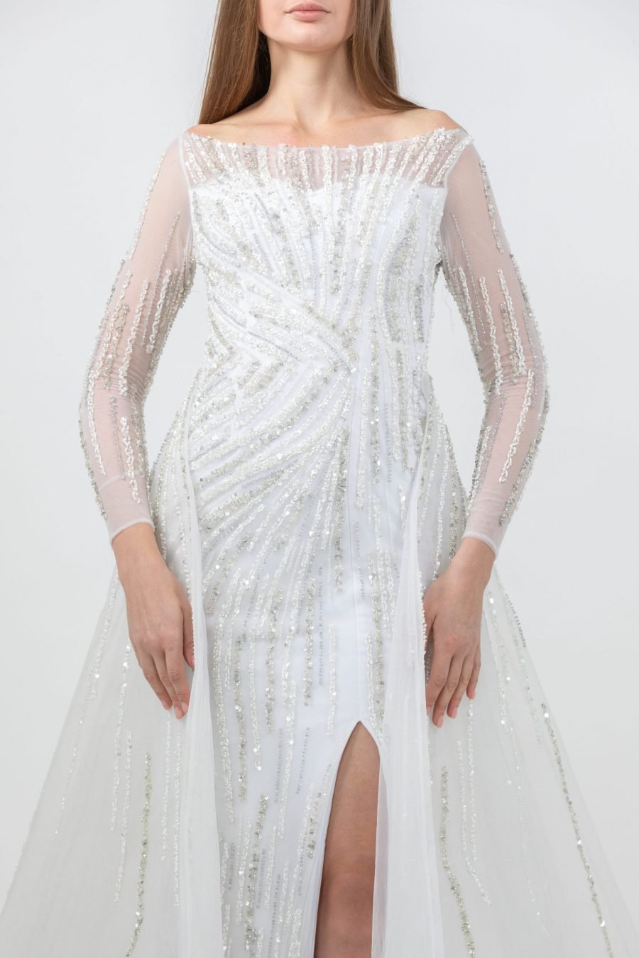 Boat neck High Knee Evening Dress - Image 3