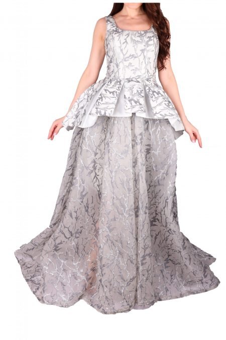 Silver Branches Buff Dress