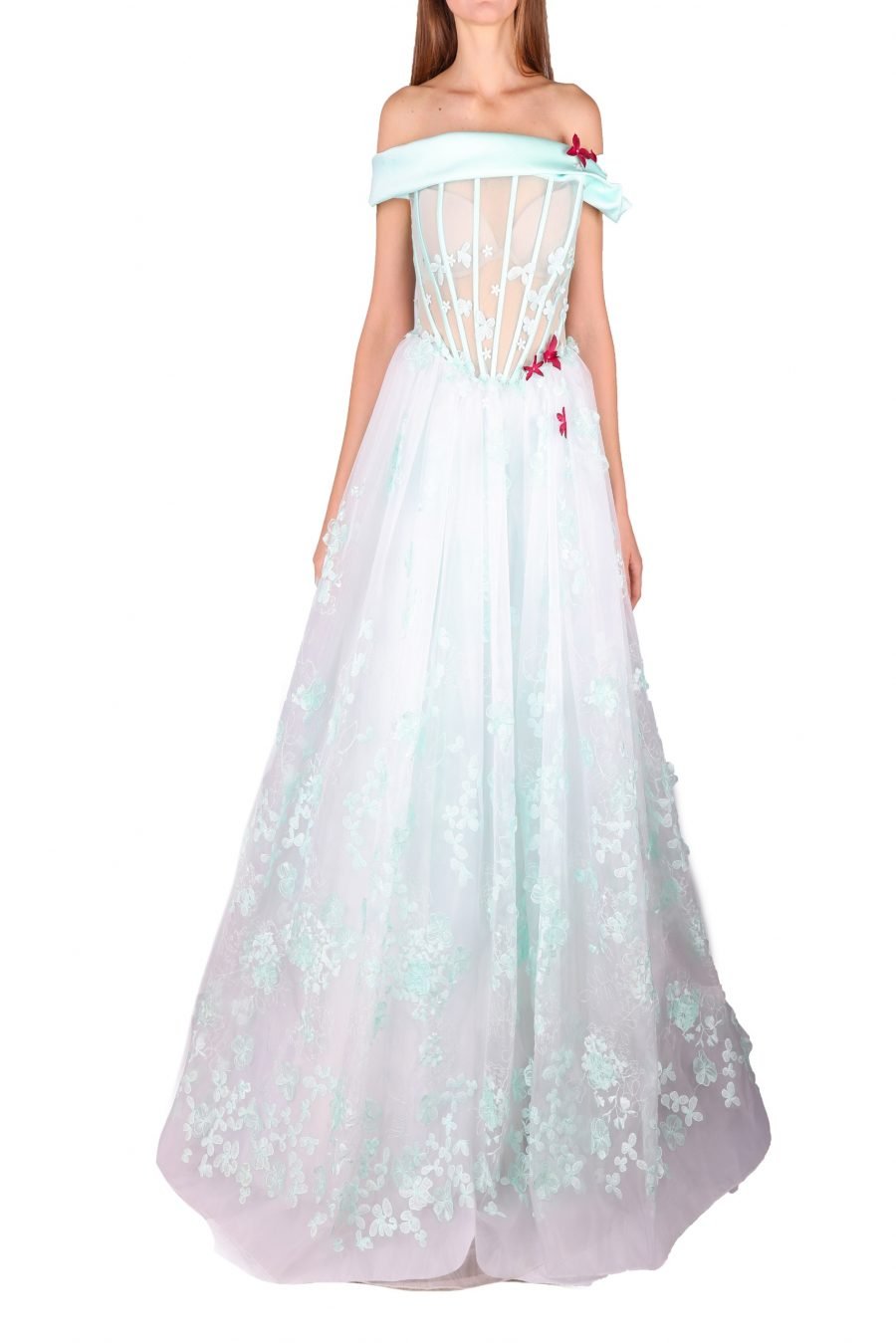 A-Line Off-Shoulder Flowers Gown Dress
