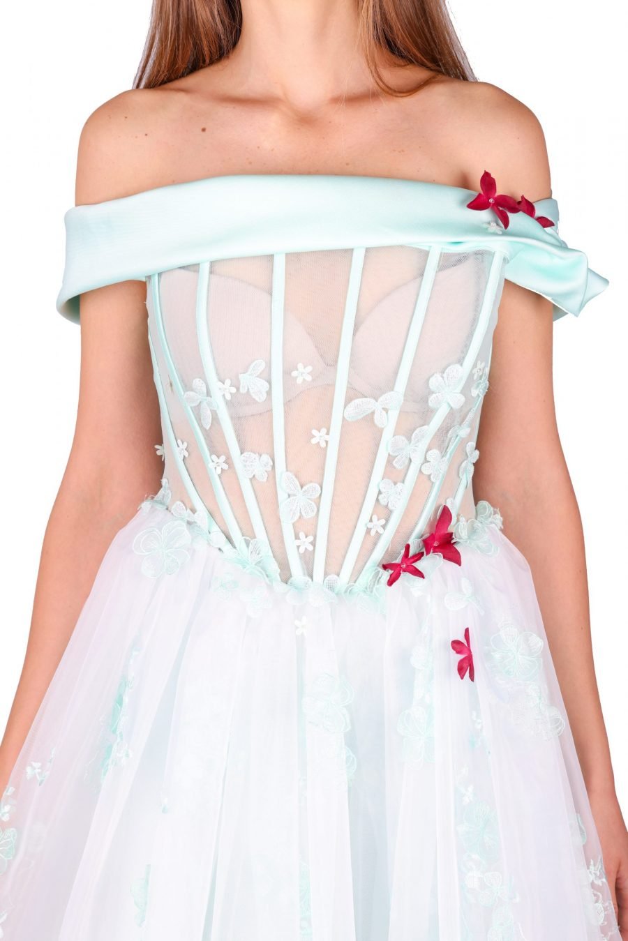 A-Line Off-Shoulder Flowers Gown Dress - Image 3