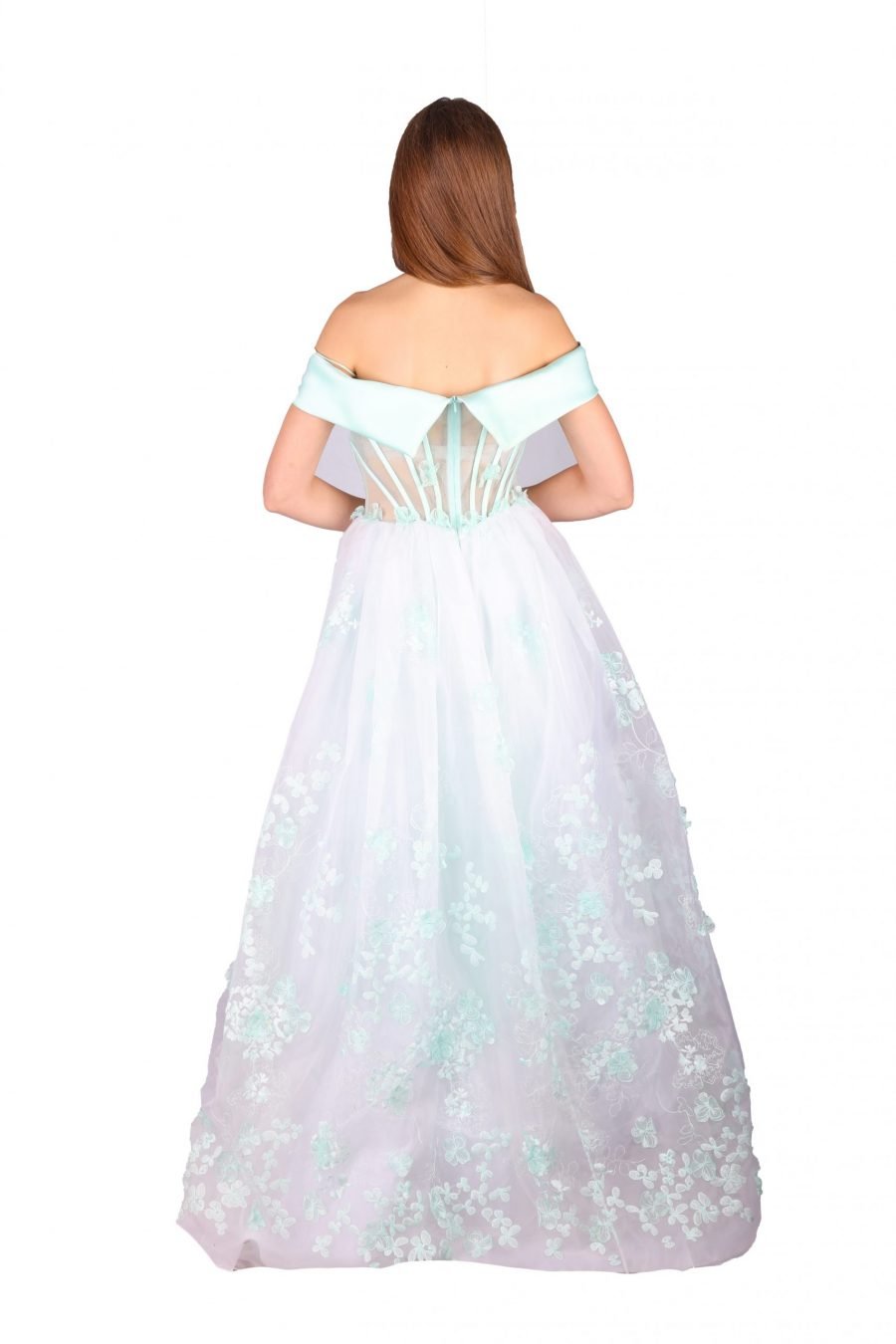A-Line Off-Shoulder Flowers Gown Dress - Image 4
