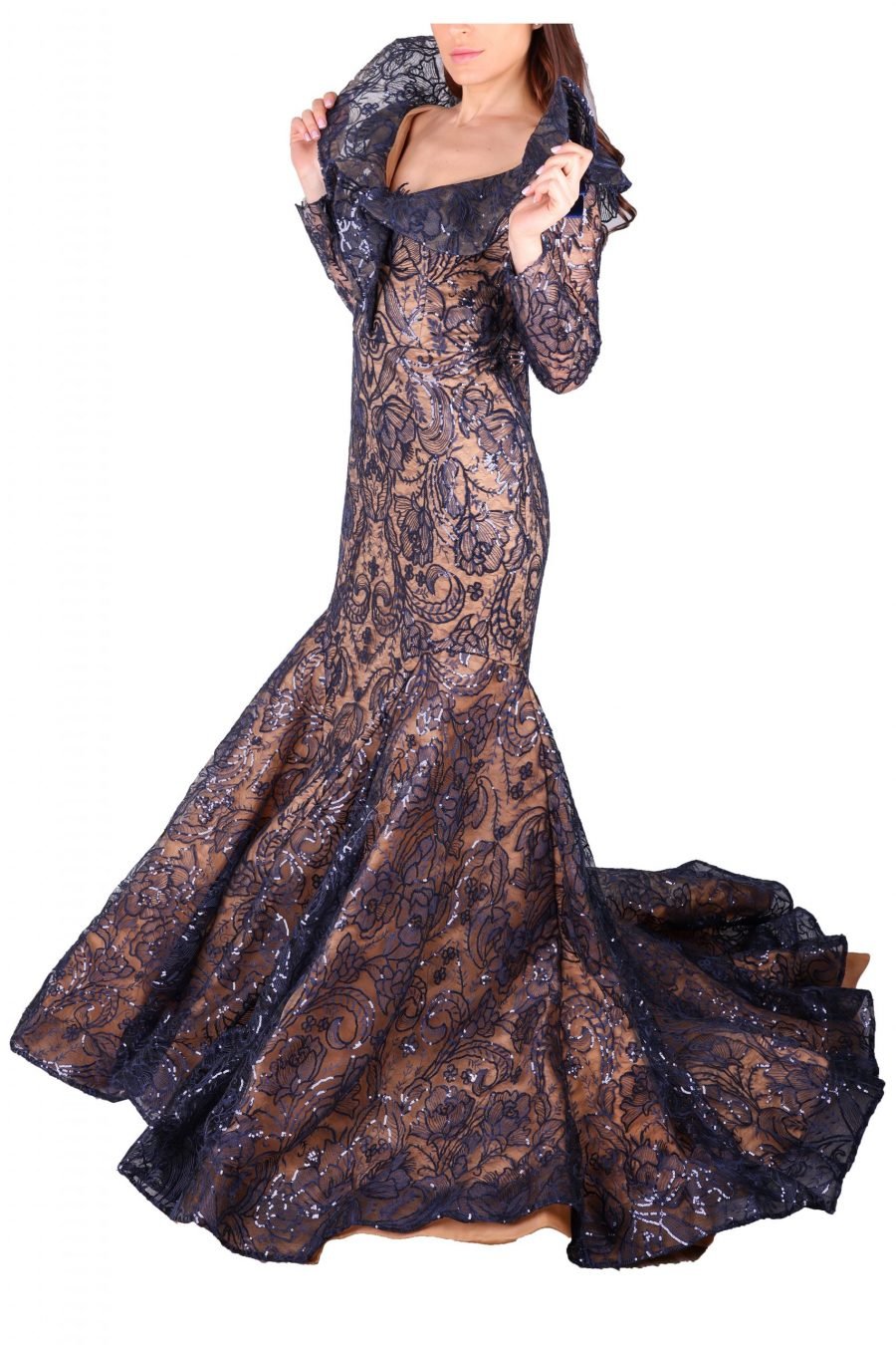 Mermaid Queen Anne Long Sleeves Gown Dress - Image 2