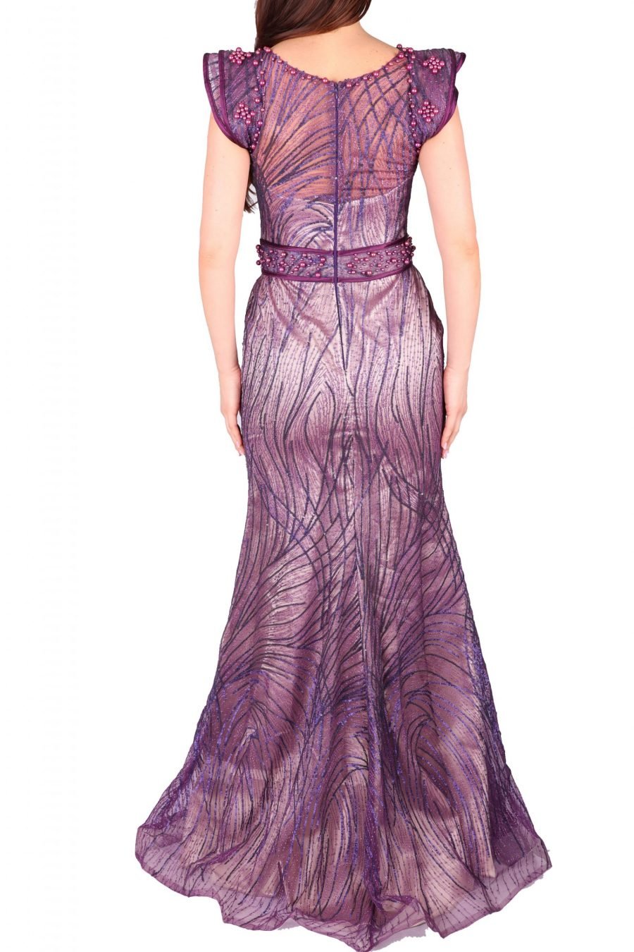 Jewel Neck Sabrina Gown Dress - Image 3