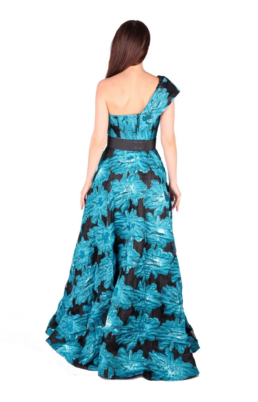 A-Line Asymmetric Exposed Shoulder Gown Dress - Image 2