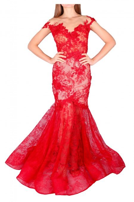 Mermaid illusion Flower Gown Dress