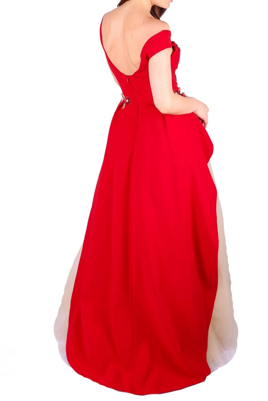 Ball Gown Off Shoulder Detailed Flower Gown Dress - Image 4