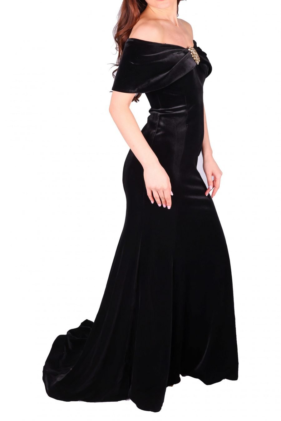 Slip Dress Off Shoulder Simple Velvet Dress - Image 2