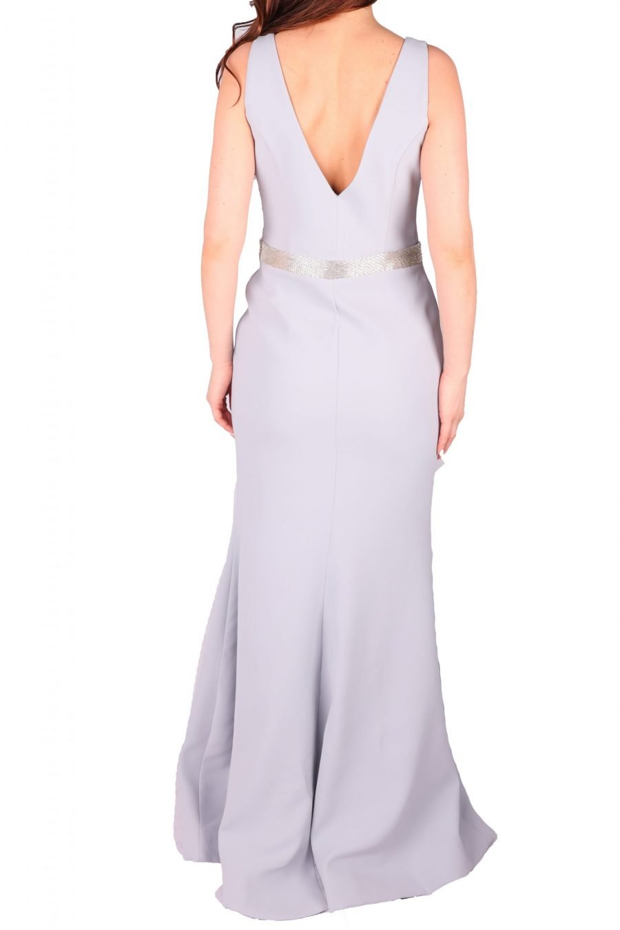 Mid Waist Detailed Simple Evening Dress - Image 4