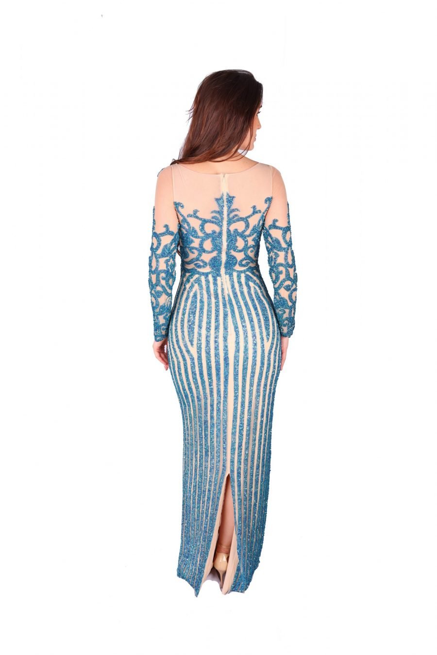 Slip Dress Boat Neck Embroidered Gown Dress - Image 2