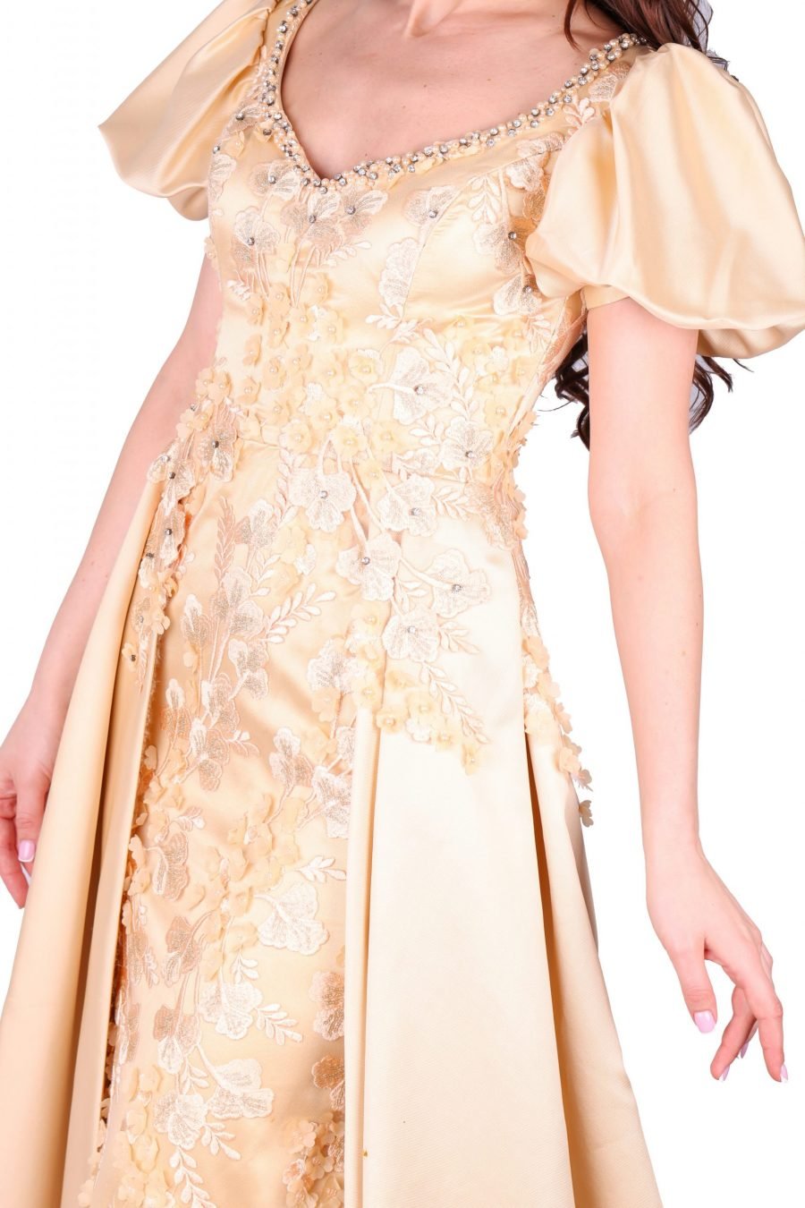 Tree Leaves and Flower Evening Dress - Image 4