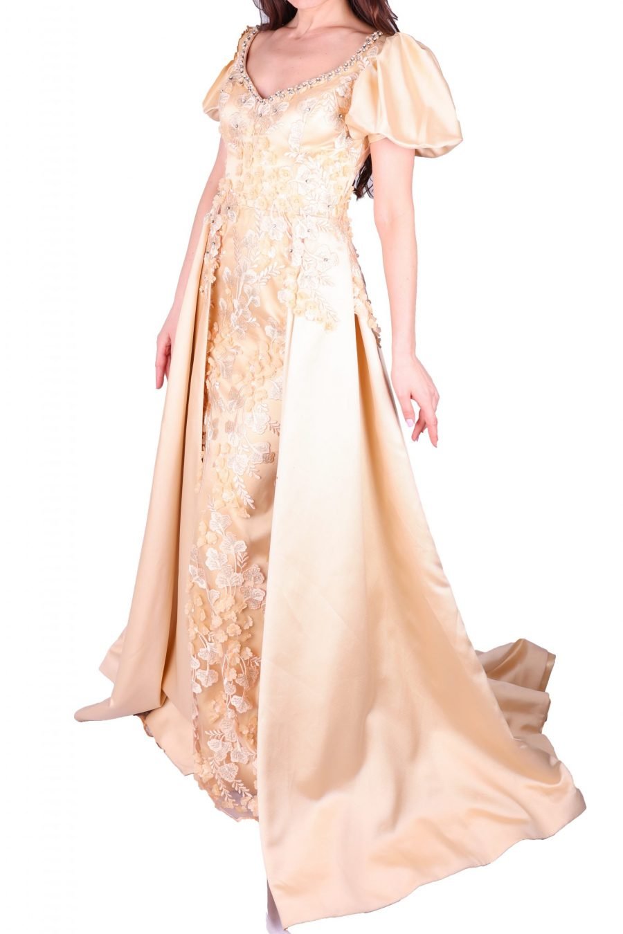 Tree Leaves and Flower Evening Dress - Image 2