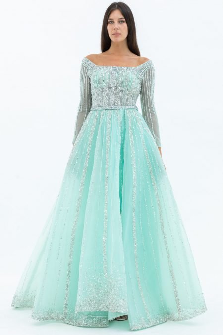 Boat neck Princess Evening Dress
