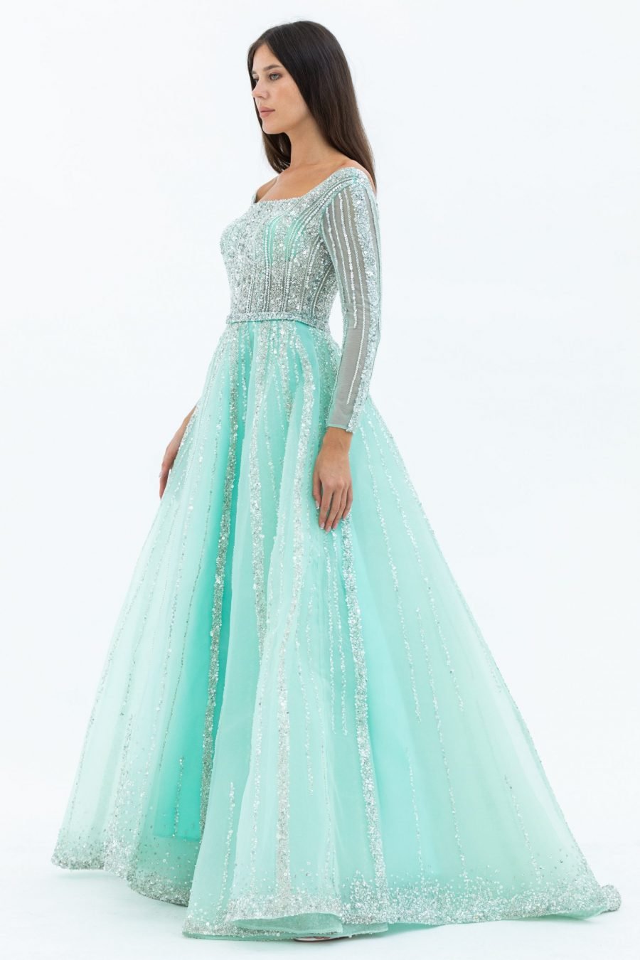Boat neck Princess Evening Dress - Image 2