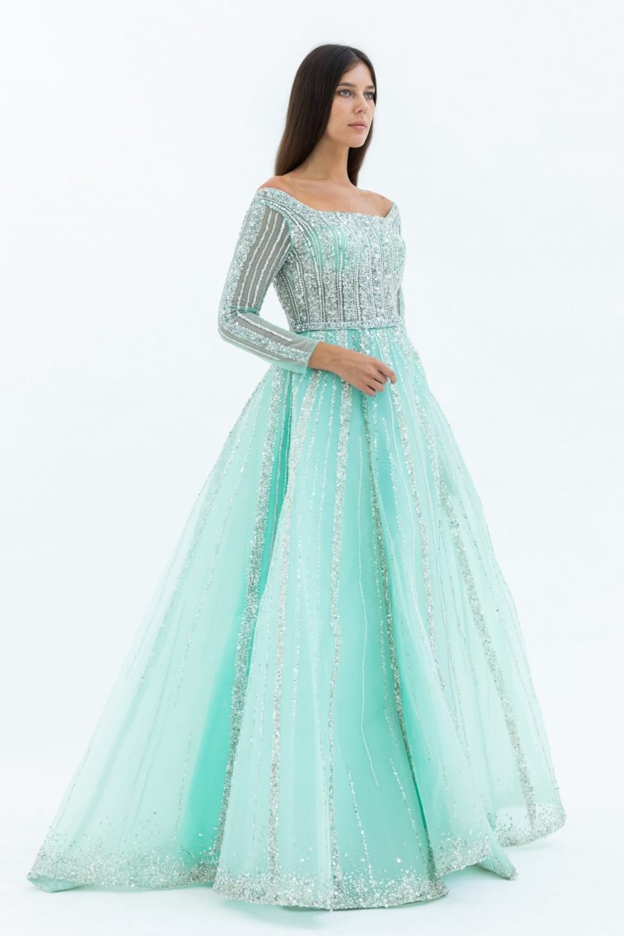 Boat neck Princess Evening Dress - Image 3