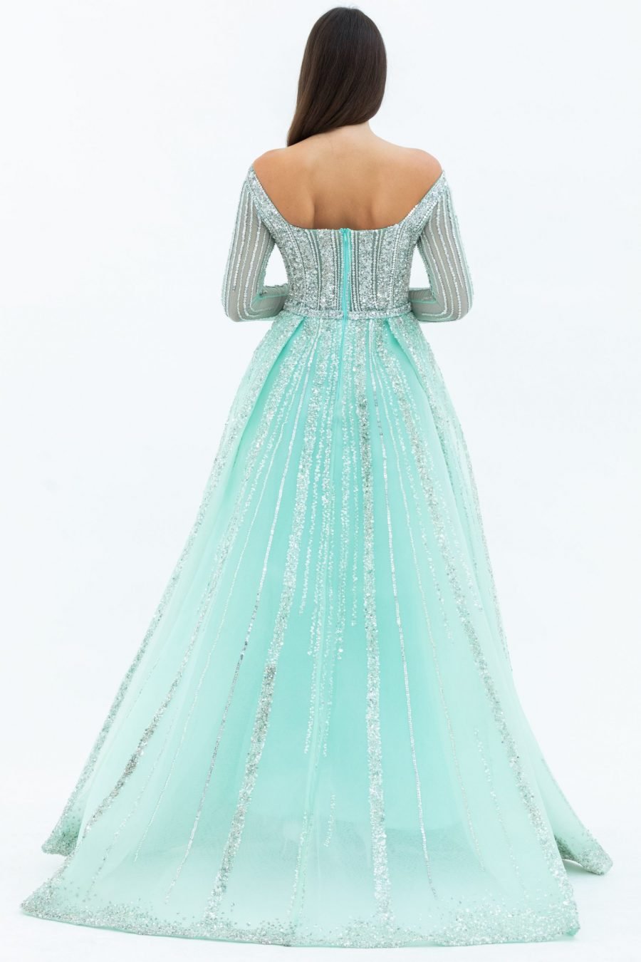 Boat neck Princess Evening Dress - Image 4
