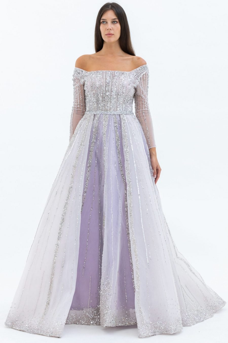 Boat neck Princess Evening Dress - Image 5