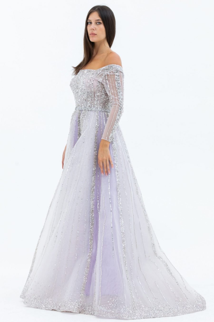 Boat neck Princess Evening Dress - Image 6