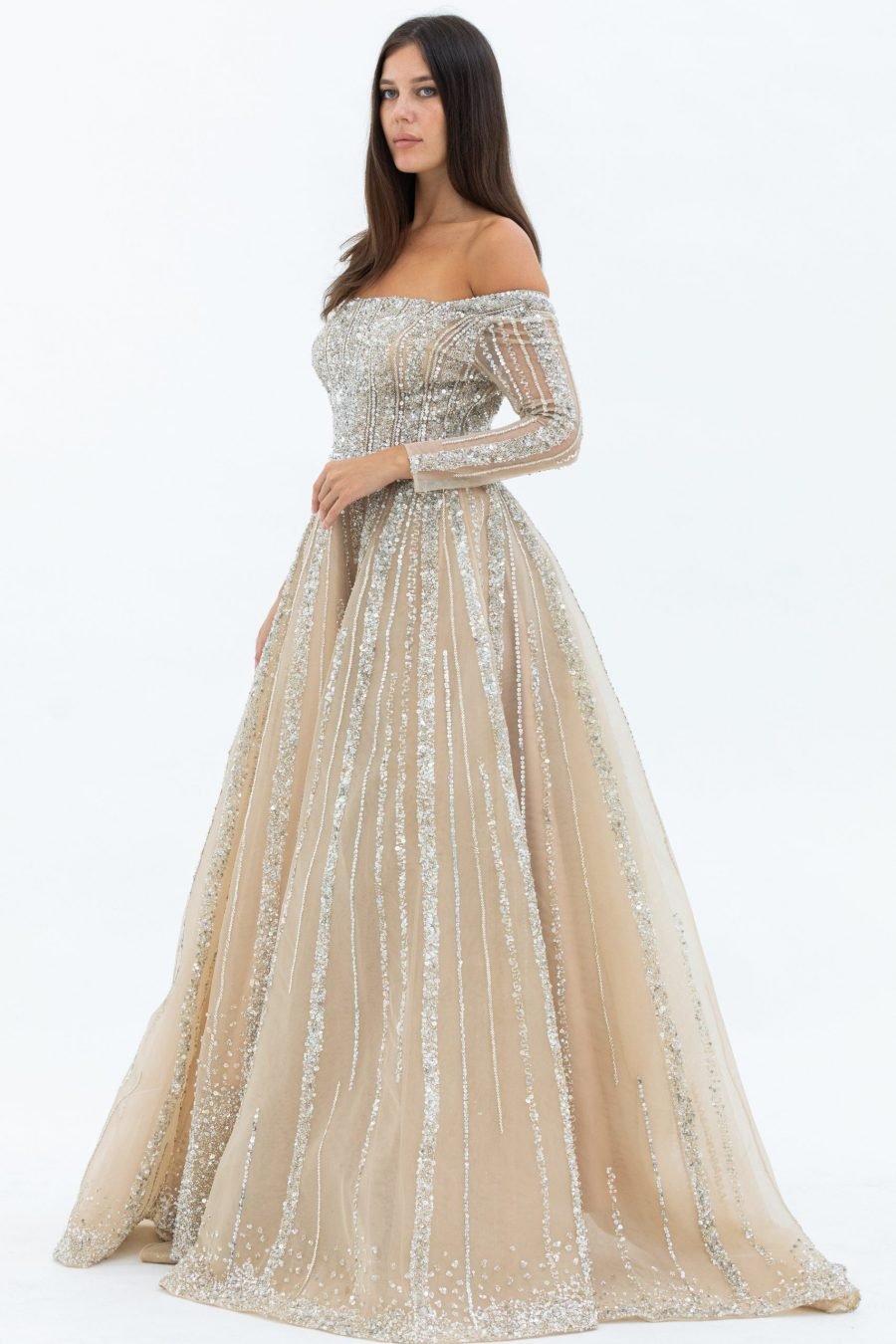 Boat neck Princess Evening Dress - Image 10