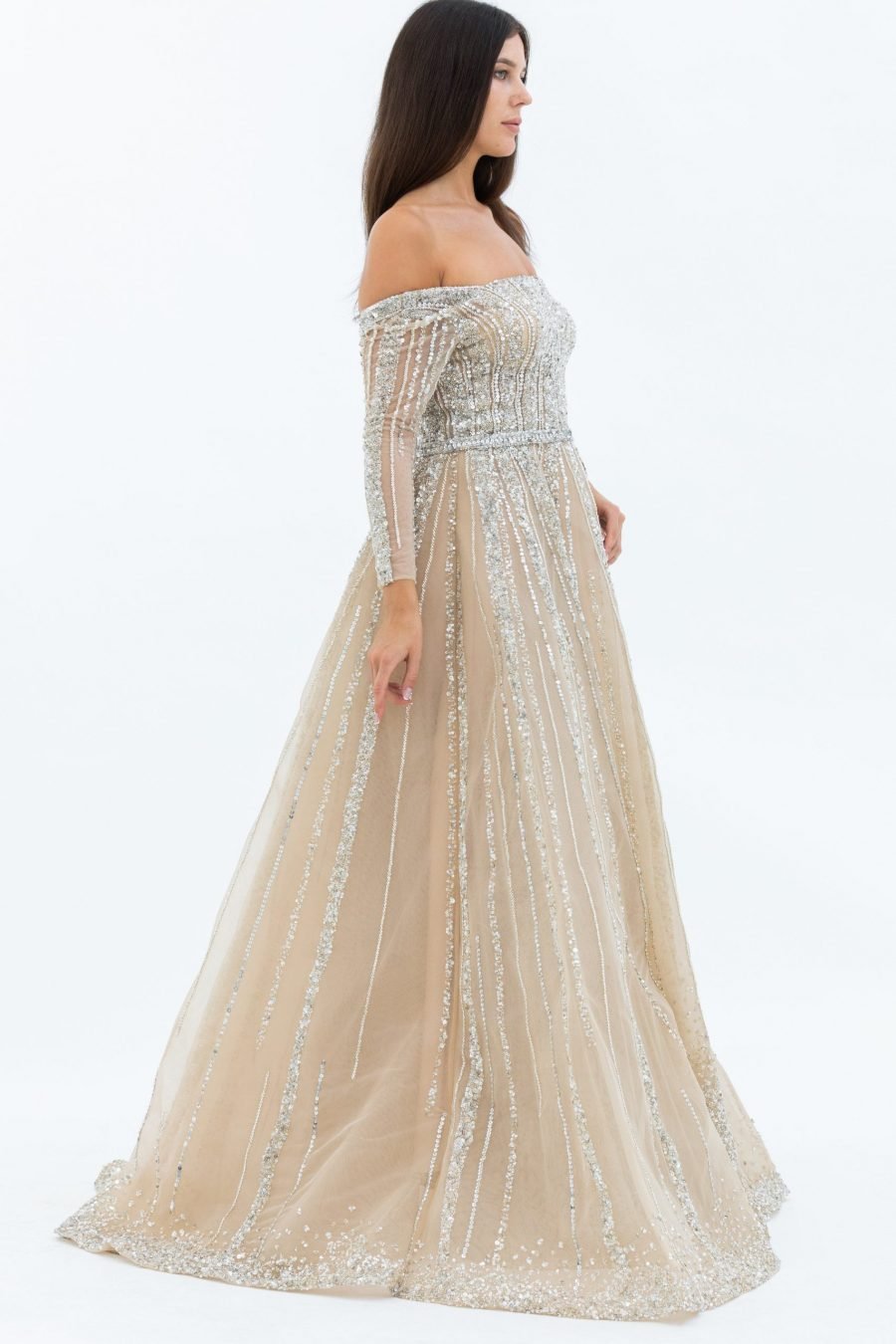 Boat neck Princess Evening Dress - Image 11