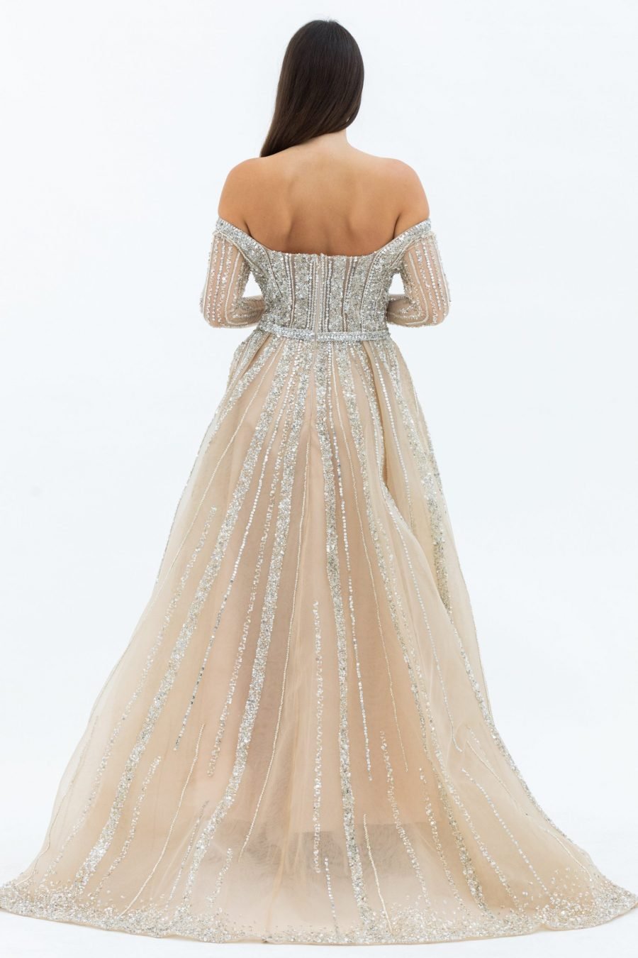 Boat neck Princess Evening Dress - Image 12