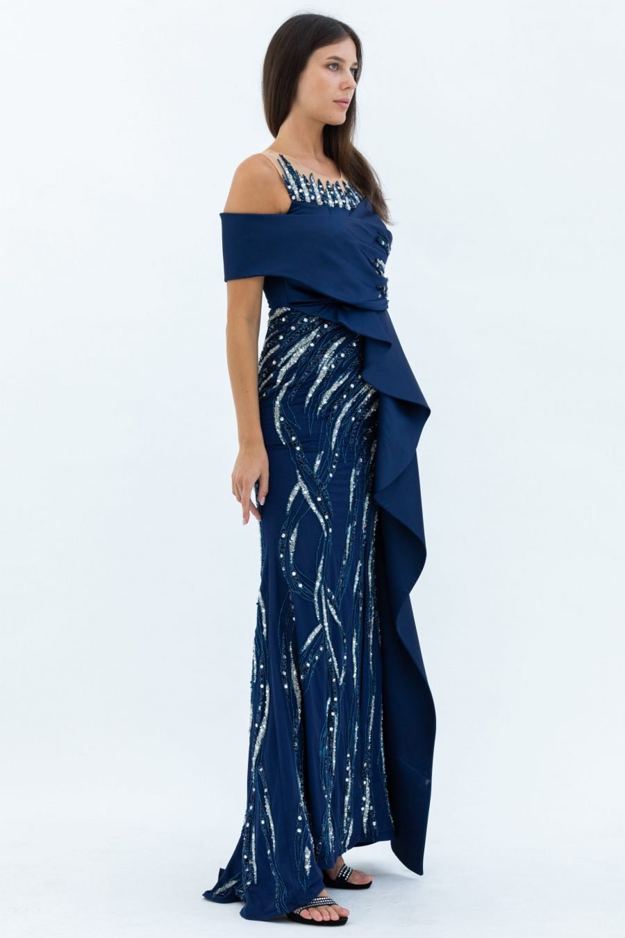 OFF-Shoulder Square High Knee Evening Dress - Image 7