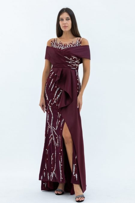 OFF-Shoulder Square High Knee Evening Dress