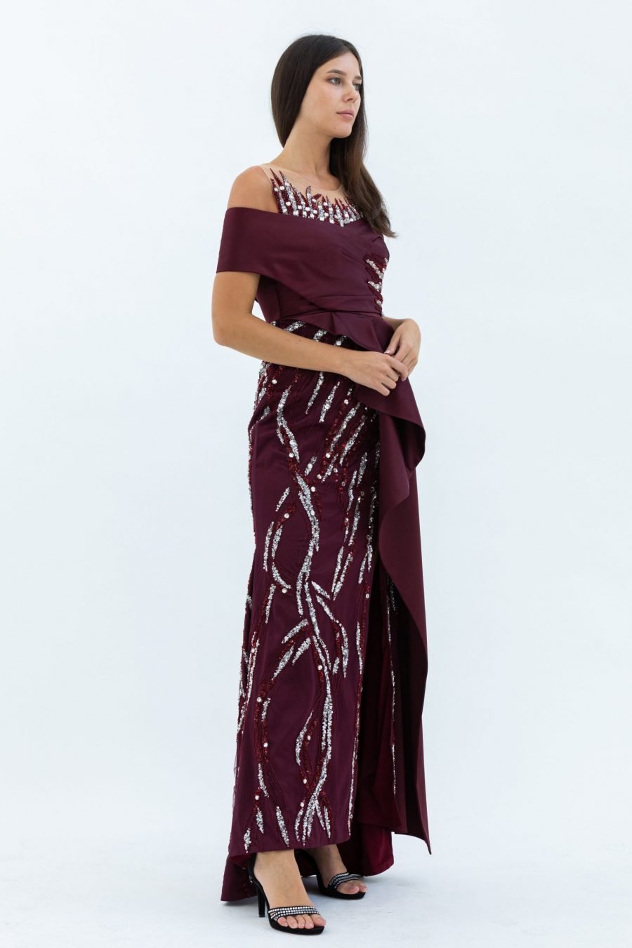 OFF-Shoulder Square High Knee Evening Dress - Image 3
