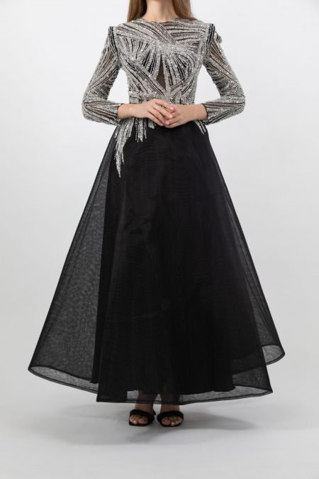 Jewel Neck A-Line Gown Dress Evening Dress
