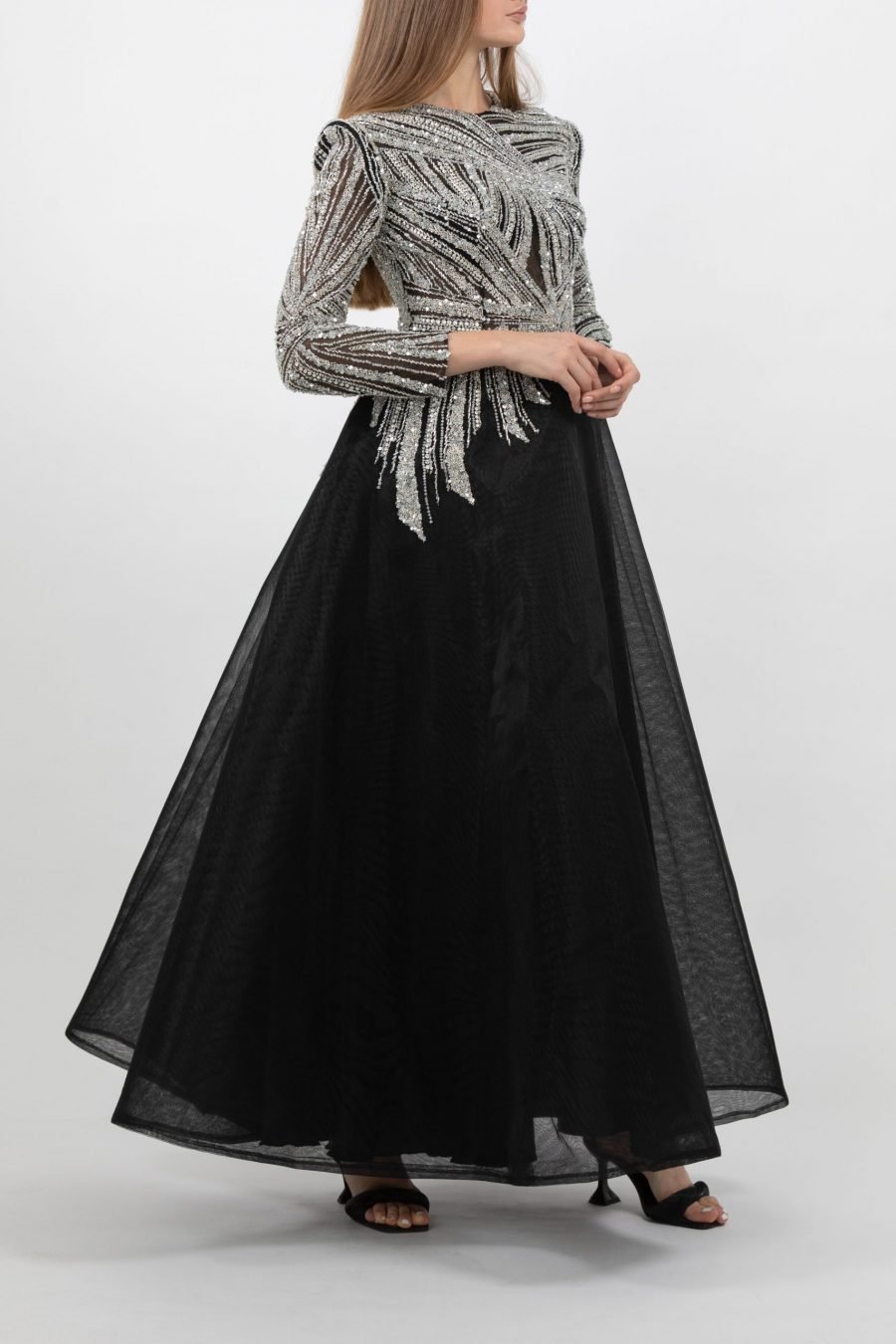 Jewel Neck A-Line Gown Dress Evening Dress - Image 3