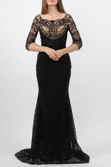 Boat Neck - Slip Dress Evening Dress