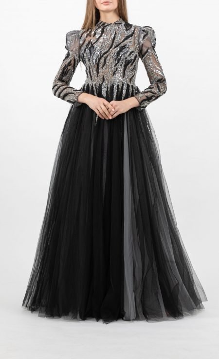 High Neck - A-Line - Gown Dress